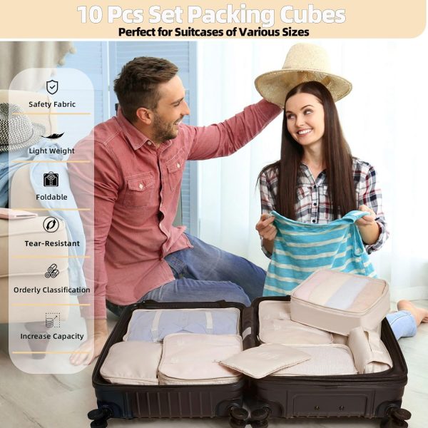 10 Pcs Set Packing Cubes For Travel Packing Organizers Travel Essentials Luggage Organizer Bags,Expandable Suitcase Organizer Travel Bags Packing Cubes For Suitcases Travel Accessories - Image 2