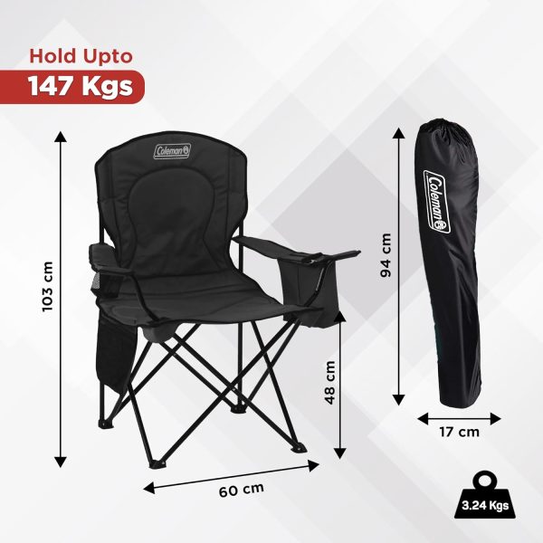 Coleman Portable Camping Chair with 4-Can Cooler, Fully Cushioned Seat and Back with Side Pocket and Cup Holder, Carry Bag Included, Collapsible Chair for Camping, Tailgates, Beach, and Sports - Image 3