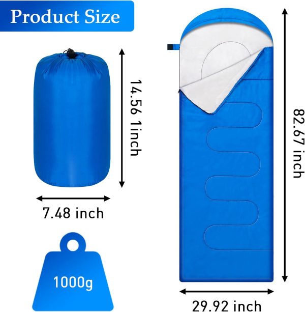 OBTANIM Camping Sleeping Bags Portable Waterproof Sleeping Bag for Adults Kids 4 Seasons Winter, Fall, Spring, Summer Backpacking Hiking Camping Mountaineering Indoor Outdoor Use - Image 2