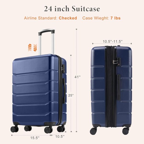 24 inch Luggage, Hard Shell ABS Suitcase with Double Spinner Wheels, Lightweight Expandable Rolling Luggage with TSA Lock - Image 8