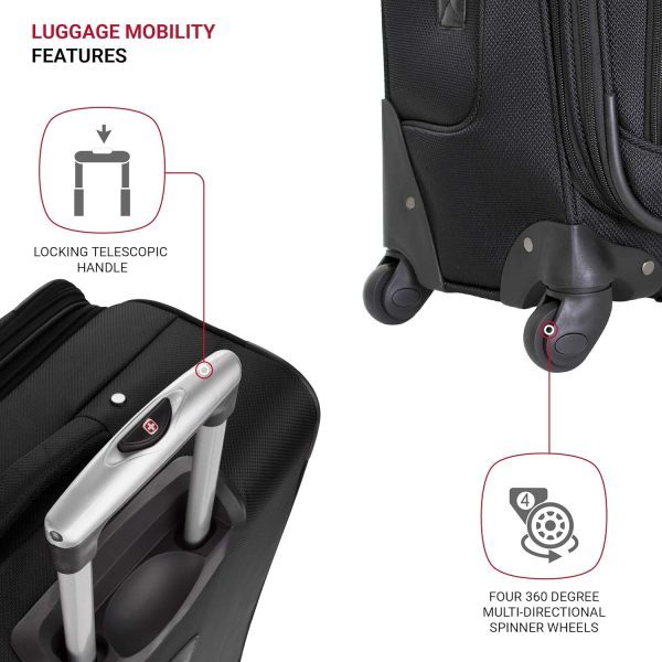 Sion Softside Expandable Luggage, Black, Checked-Large 29-Inch - Image 2