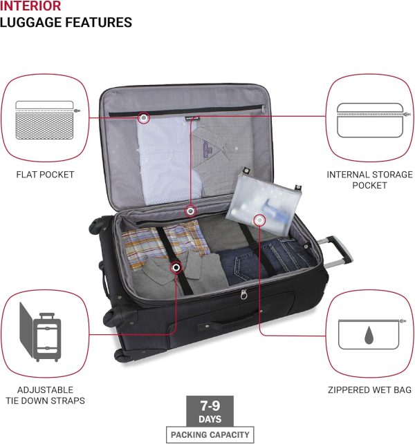 Sion Softside Expandable Luggage, Black, Checked-Large 29-Inch - Image 4