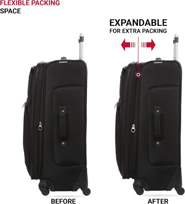 Sion Softside Expandable Luggage, Black, Checked-Large 29-Inch - Image 5