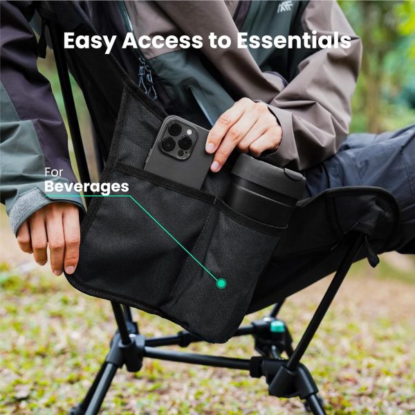 UltraPort 1-CinchLock Compact Camping Chair, Lightweight Camp Chair, Backpacking Portable Chair for Camping, Hiking, Anti-Sinking, One-Click Setup, U-Shaped Arc Design - Black - Image 8