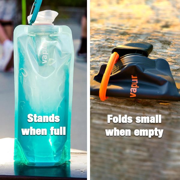 Vapur Flexible, Collapsible Wide Mouth Anti-Bottle with Detachable Carabiner, Convenient, Portable Hydration for Travel and Outdoor Adventures, 34 Ounce, Night Blue, Pack of 1 - Image 3